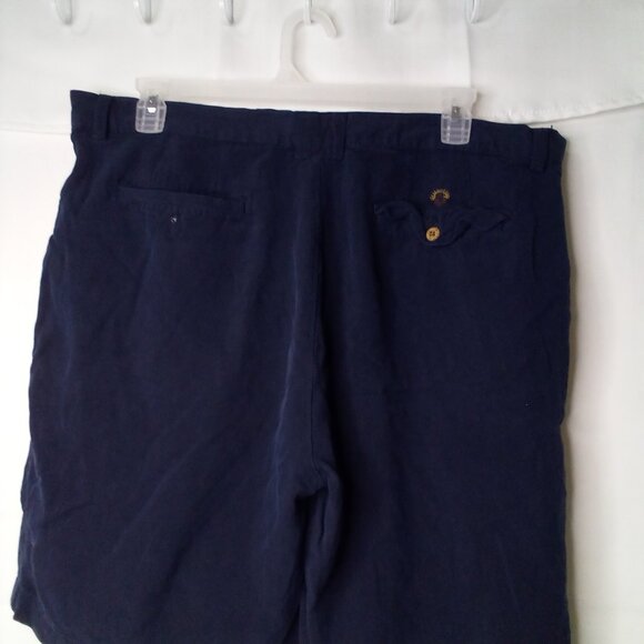 Tommy Bahama Shorts Men 42 100% Silk Pleated Casual Blue - Picture 10 of 15